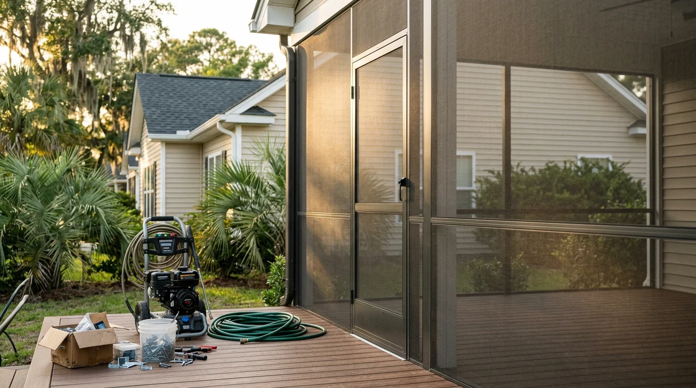 Custom screen room and pool enclosure construction